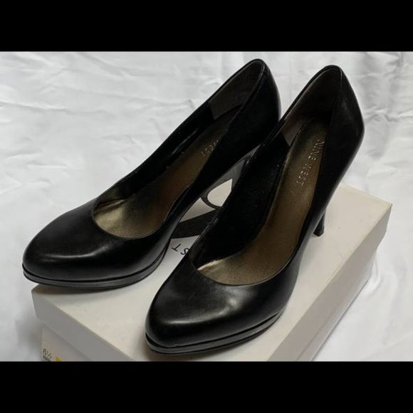 Nine West Rocha Dress Pumps Black Leather Heels - Picture 3 of 6